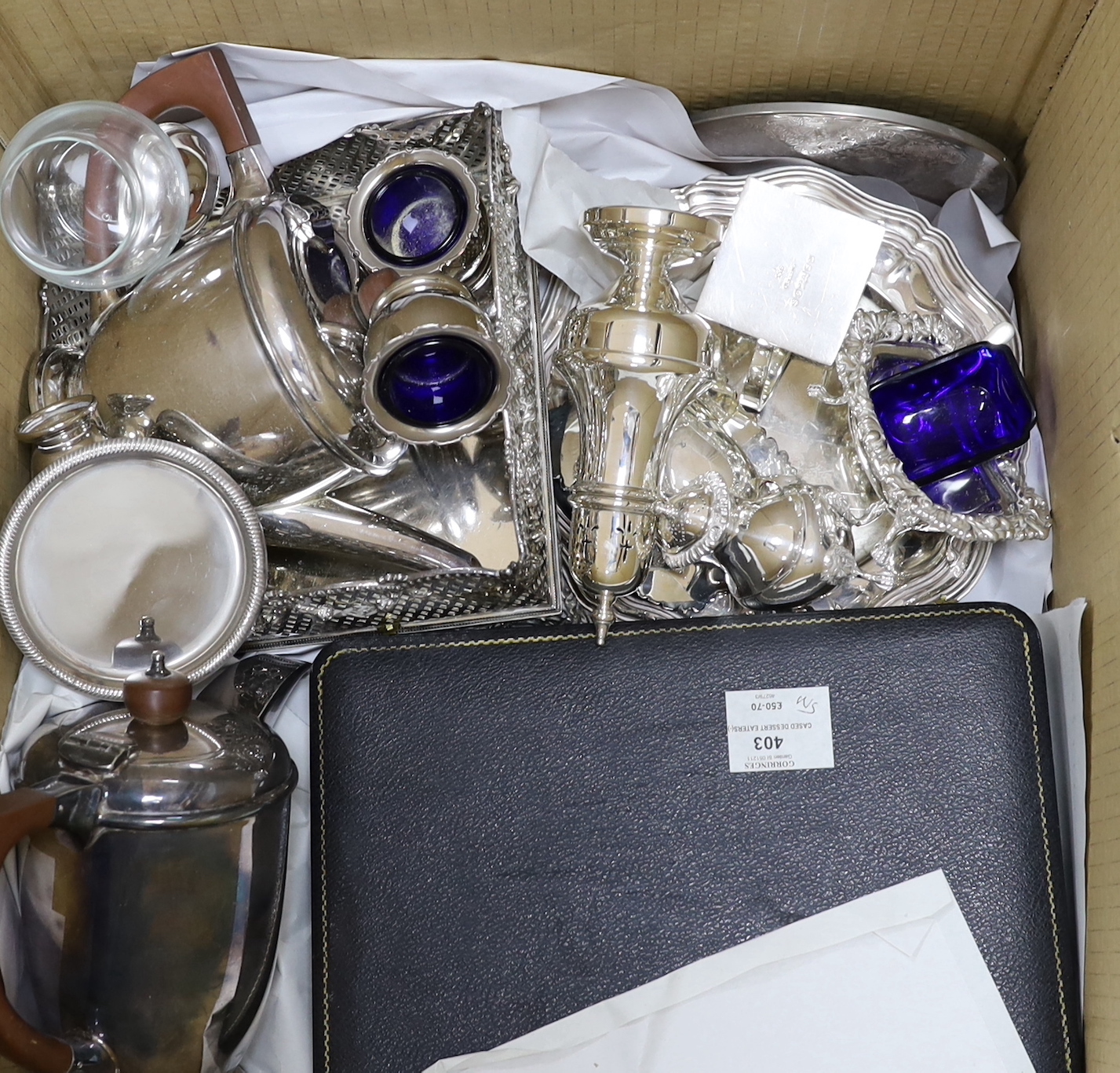 Assorted plated wares including a revolving breakfast tureen